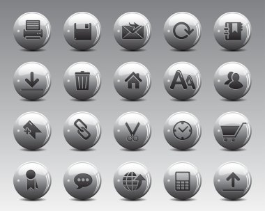 3d Grey Balls Stock Vector web and office icons with shadow in high resolution.