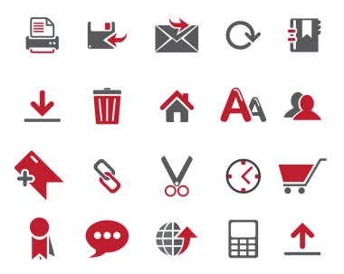 Stock Vector red grey web and office icons in high resolution.