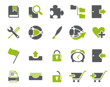 Stock Vector green grey web and office icons in high resolution clipart