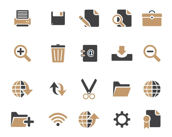 Stock Vector brown grey combination web and office icons in high resolution. — ストックベクタ