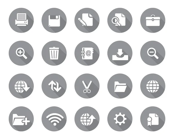 Stock Vector grey rounded web and office icons with shadow in high resolution. — 图库矢量图片