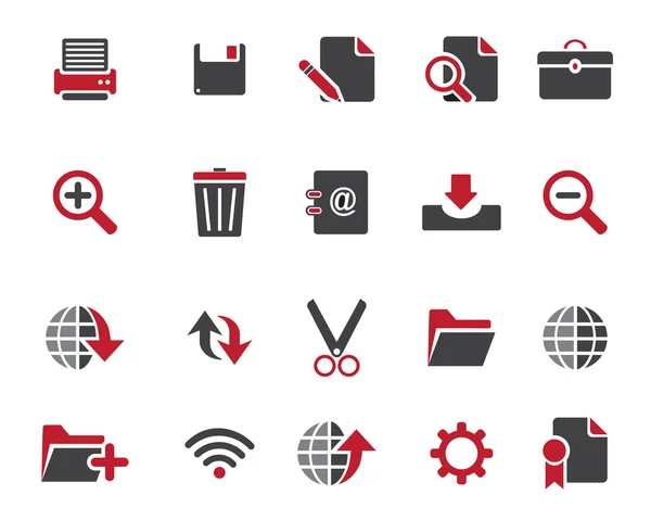 Stock Vector web gris rojo e iconos de oficina en alta resolución . — Vector de stock