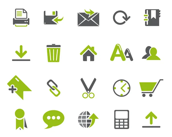 Stock Vector green grey web and office icons in high resolution. — Stockový vektor