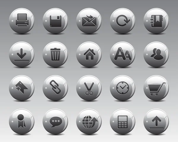 3d grey balls stock vektor web und office icons mit Schatten in hoher Auflösung. — Stockvektor