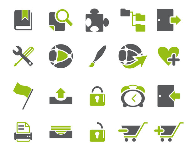 Stock Vector green grey web and office icons in high resolution