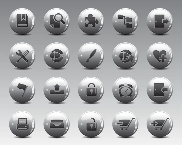 3d grey balls stock vektor web und office icons mit Schatten in hoher Auflösung — Stockvektor