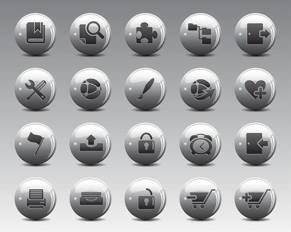 3d Grey Balls Stock Vector web and office icons with shadow in high resolution
