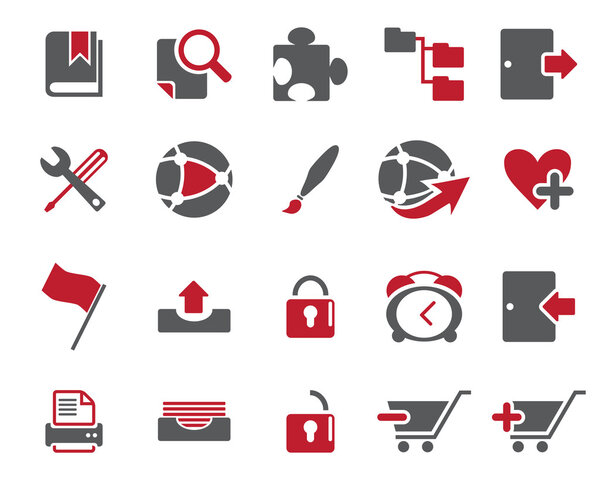 Stock Vector maroon grey web and office icons in high resolution.