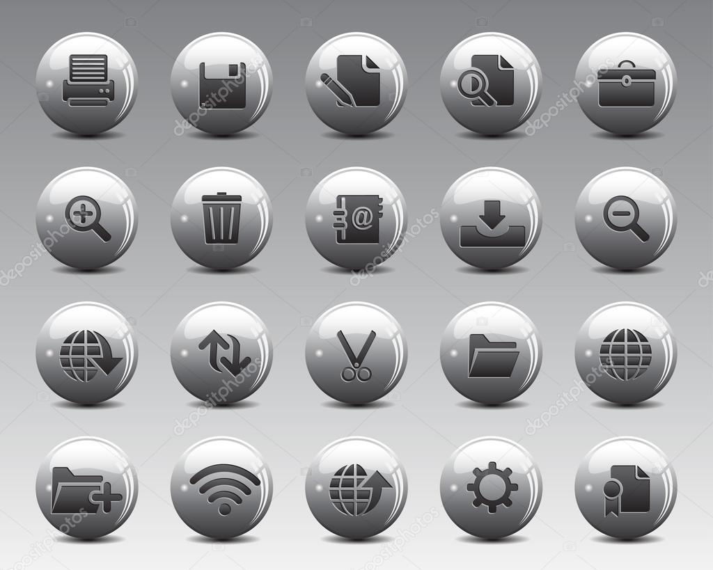 3d Grey Balls Stock Vector web and office icons with shadow in high resolution.