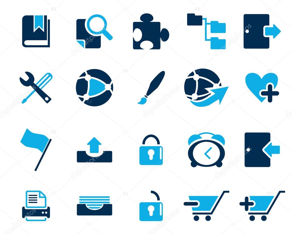 Stock Vector blue web and office icons in high resolution