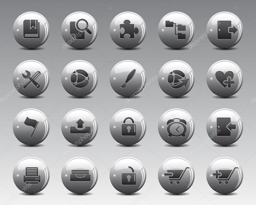 3d Grey Balls Stock Vector web and office icons with shadow in high resolution