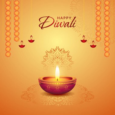 Happy diwali indian hindu cultural festival background with diya