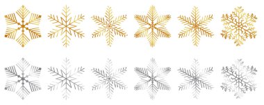 Altın ve gümüş kar tanesi tasarımı karmaşık kar taneleri deseni parıldayan altın ve gümüş kar tanesi dekoratifi