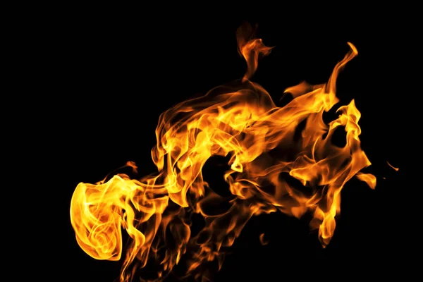 Tűz Lángok Fekete Háttér Elszigetelt Égő Gáz Vagy Benzinégés Tűzzel — Stock Fotó