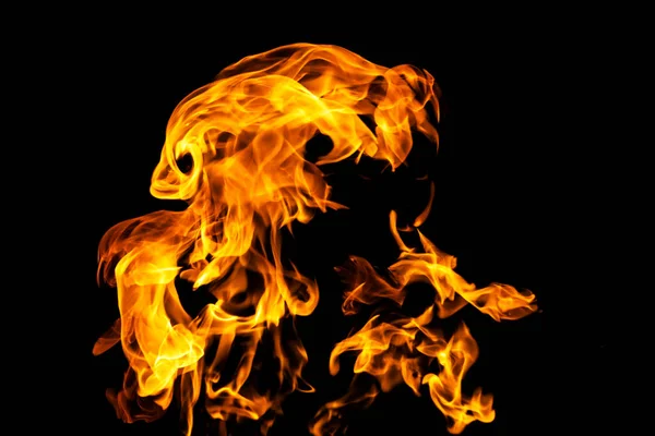 Siyah Arka Plandaki Yangın Alevleri Izole Edildi Ateş Alevlerle Yanan — Stok fotoğraf