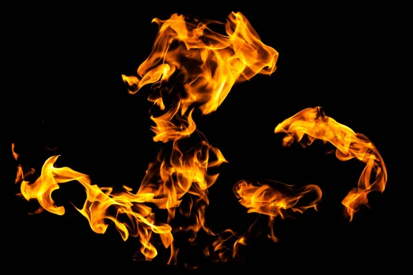 Fire Flames Black Background Isolated Burning Gas Gasoline Burns Fire — Stock Photo, Image