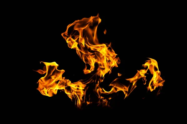 Fire Flames Black Background Isolated Burning Gas Gasoline Burns Fire — Stock Photo, Image