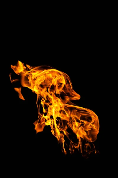 Tűz Lángok Fekete Háttér Elszigetelt Égő Gáz Vagy Benzinégés Tűzzel — Stock Fotó