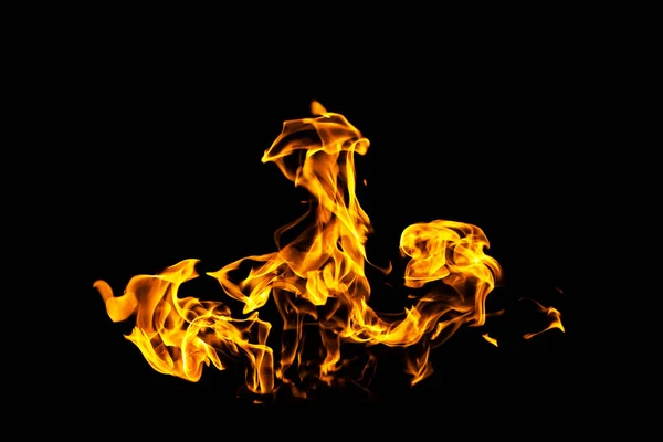 Fire Flames Black Background Isolated Burning Gas Gasoline Burns Fire — Stock Photo, Image