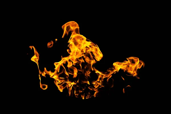 Вогняне Полум Чорному Тлі Ізольовано Спалювання Газу Або Бензину Горить — стокове фото