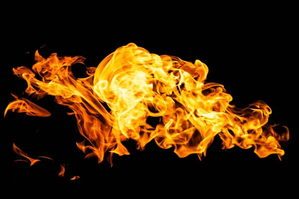 Fire Flames Black Background Isolated Burning Gas Gasoline Burns Fire — Stock Photo, Image