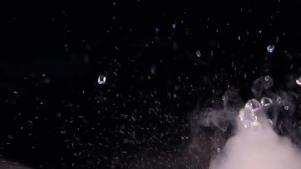 Splash Splashing Drops Splashes Water Steam Close Slow Motion Video — Stock Video