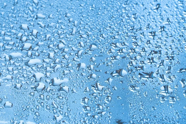 Nat Glas Met Grote Druppels Water Regen Van Blauwe Kleur — Stockfoto