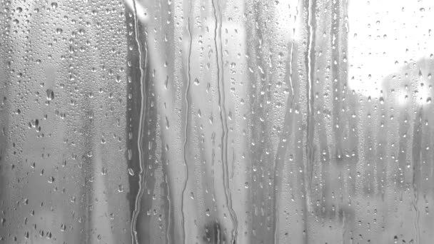 Splashes Water Droplets Glass Window Rainy Day Wet Glass Large — Stock Video