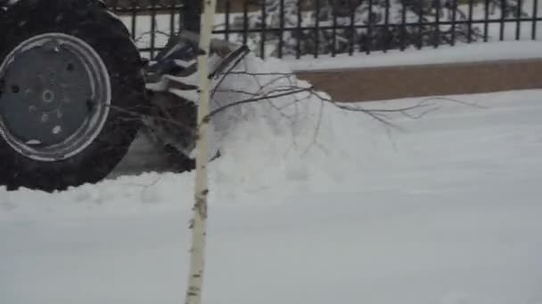 Equipo Remoción Nieve Servicios Públicos Servicios Municipales Están Limpiando Nieve — Vídeos de Stock