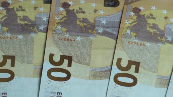 Handmatig Tellen Van Eurobankbiljetten Contante Eurobiljetten Rekeninghoudend Met Vijftig Eurobankbiljetten — Stockvideo