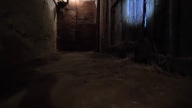 Karanlıkta bir el feneri tut. Eski bir yeraltı bodrumunda ya da eski bir evdeki dolapta yürü. Eski malikanede birçok kapısı olan eski bir yeraltı geçidi.