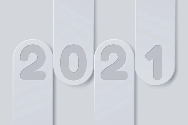 Černobílý Prapor Šťastný Nový Rok 2021 Papírovém Stylu Vektorová Ilustrace — Stockový vektor