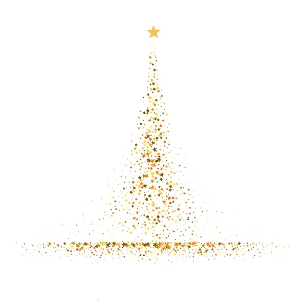 Christmas Tree Made Confetti Gold Stars Vector Illustration — Stock Vector
