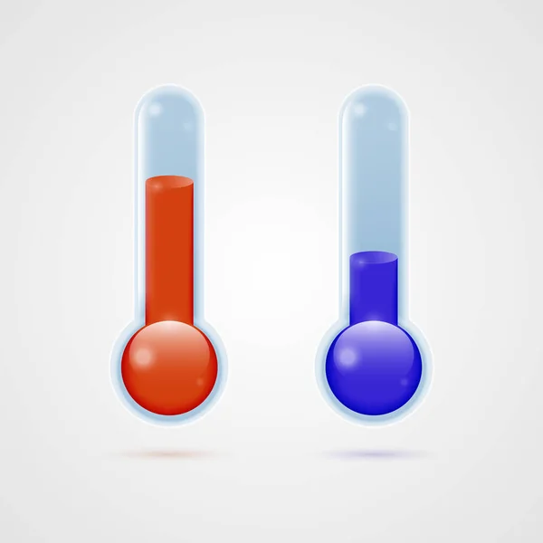 Thermometers Display Cold Heat Blue Red Vector Illustration — Stock Vector