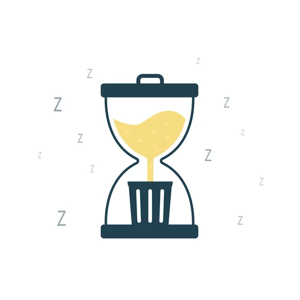 Hourglass Flowing Time Form Sand Money Trash Concept Procrastination Slowness — Vector de stock