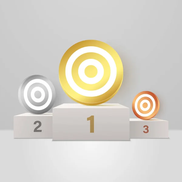 Objectives Varying Difficulty Prize Podium Different Heights Vector Illustration — Wektor stockowy
