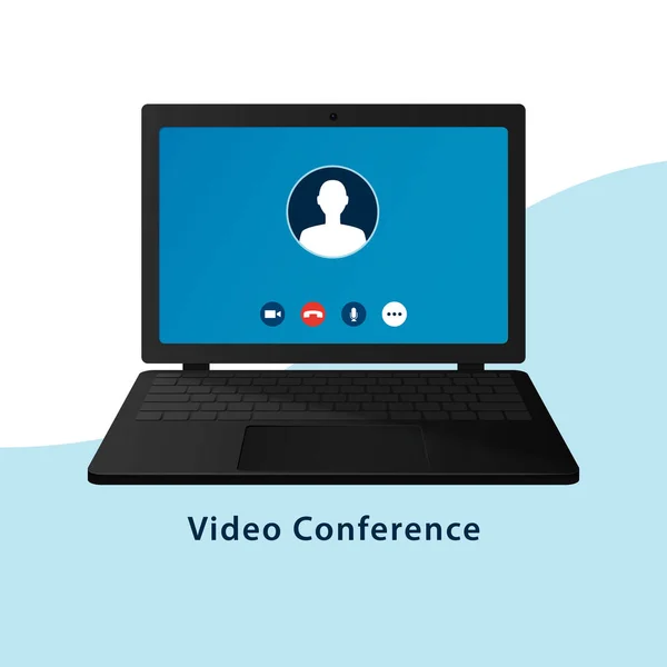 Videokonferenzen Oder Chat Anrufe Auf Dem Laptop Bildschirm Vektorillustration — Stockvektor
