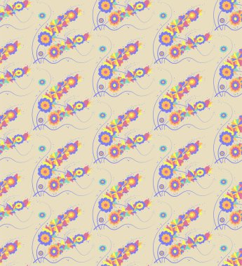 Şekillendirilmiş dekoratif çiçek deseni. Karanlık bir arka planda