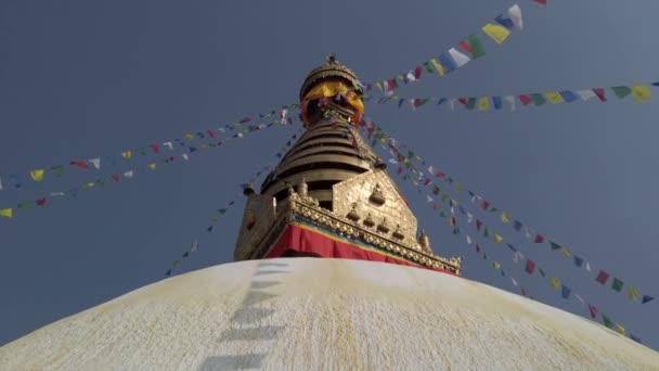Dettaglio della cima del tempio Boudhanath Stupa a Kathmandu, Nepal — Video Stock