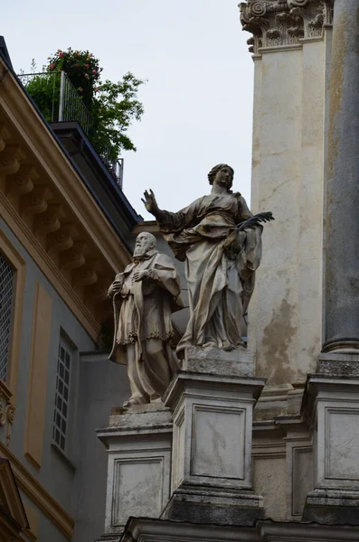 Duas Igrejas Semelhantes Praça San Carlo Turim — Fotografia de Stock