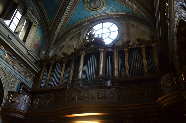 Navata Della Chiesa Barocca Chiesa San Carlo Borromeo Torino — Foto Stock