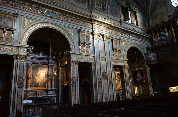 Nawa Barokowego Kościoła Chiesa San Carlo Borromeo Turyn — Zdjęcie stockowe