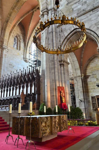 Bamberg Allemagne Intérieur Cathédrale Bamberg Bâtiment Roman Tardif Avec Quatre — Photo