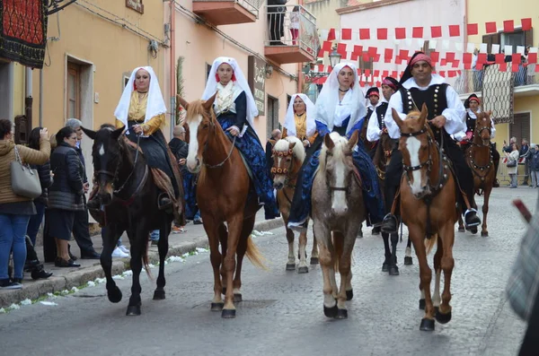 Religiös Procession Sant Antioco Sardinien — Stockfoto