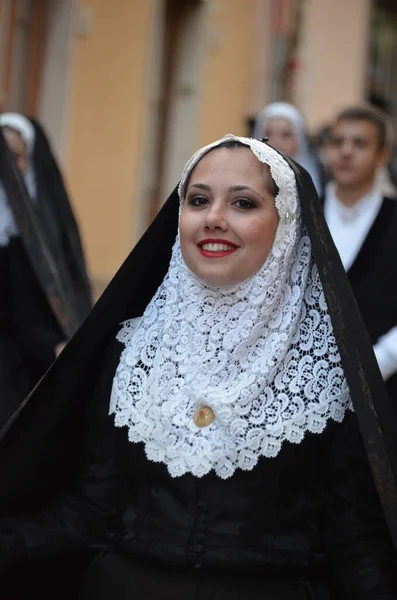 Religious Procession Sant Antioco Sardinia — Stock Photo, Image