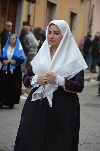 Procissão Religiosa Sant Antioco Sardenha — Fotografia de Stock