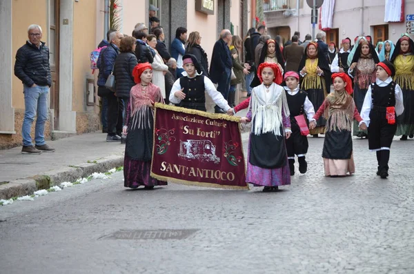 Procissão Religiosa Sant Antioco Sardenha — Fotografia de Stock