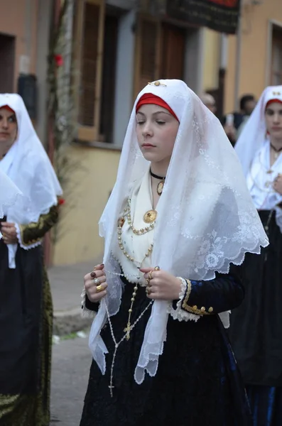 Náboženský Průvod Sant Antioco Sardinie — Stock fotografie