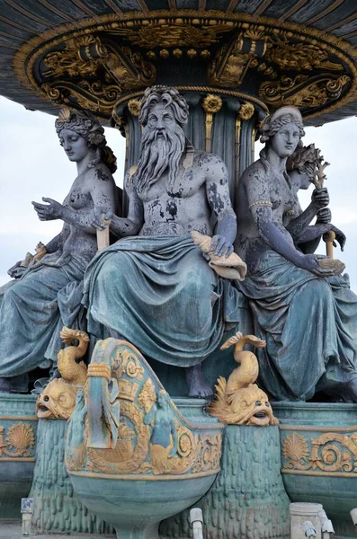 Фонтан Площади Согласия Париж Франция — стоковое фото