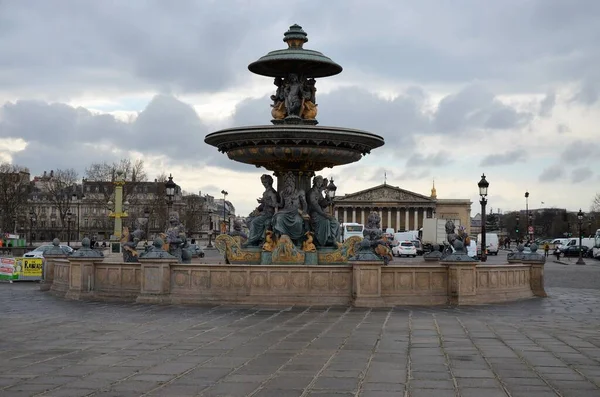 Fonte Place Concorde Paris França — Fotografia de Stock